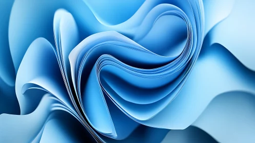 Layered blue ribbon folds in abstract 3D fluid composition.