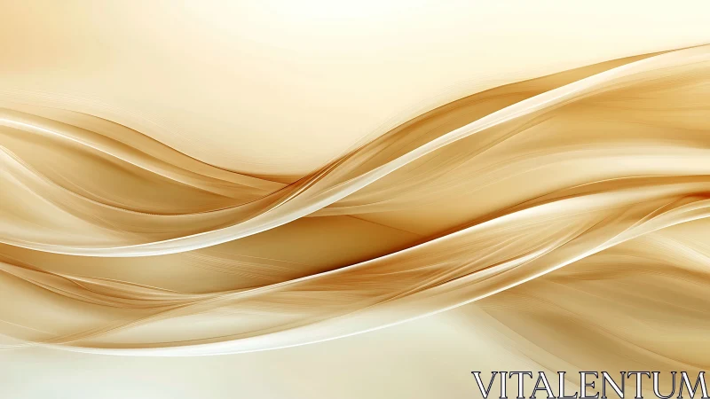 Flowing golden silk waves in minimal abstract landscape.