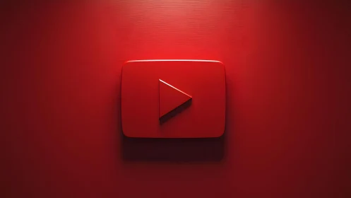 YouTube play button logo in bold 3D style on vibrant red background.