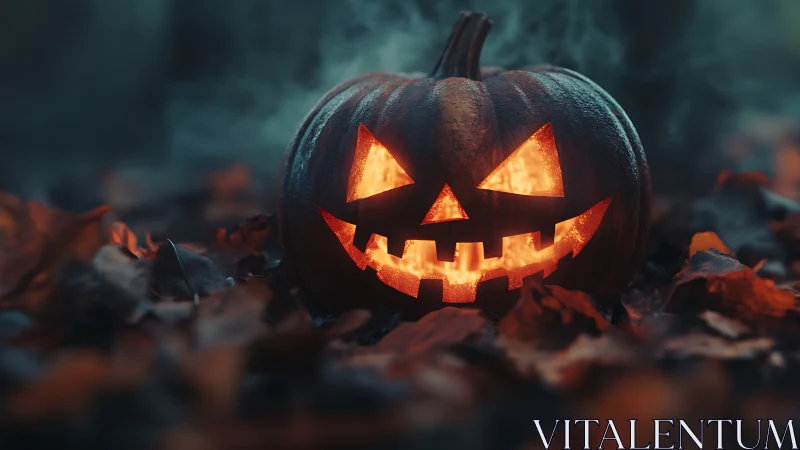 Smoky forest jack o lantern glowing with playful mischief.