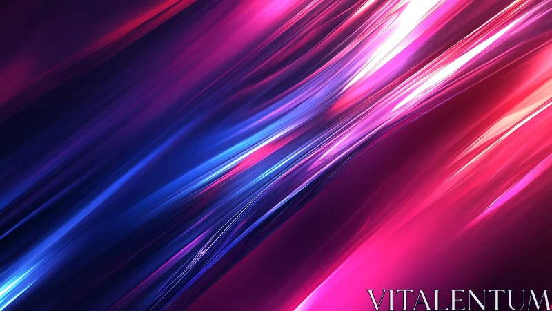 Diagonal light streaks form layered magenta and blue bands