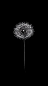 Luminous dandelion clock glows like a quiet starfield.
