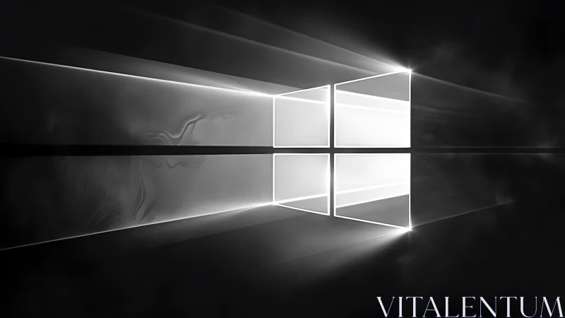 Soft light through a digital window in deep monochrome space.