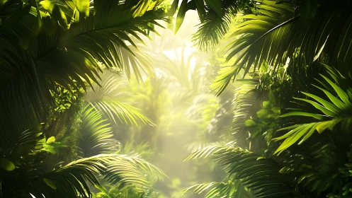 Sunlight Dancing Through Tropical Palms.