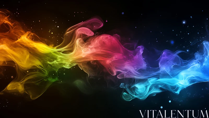 Prismatic nebula stream unfolding across cosmic dark.