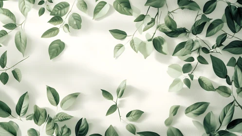 Soft green leafy border surrounds bright minimalist space