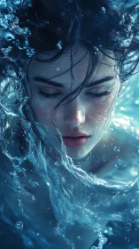 Quiet breath beneath the waves in shimmering blue calm.