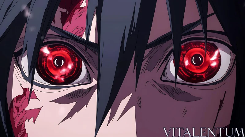 Hyper-dilated crimson irises under extreme adrenalized focus.