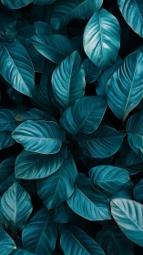 Teal foliage canopy captures dense overlapping leaf morphology