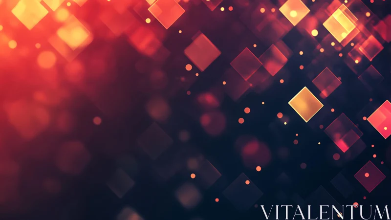Glowing Geometric Squares Abstract Digital Art with Warm Colors.