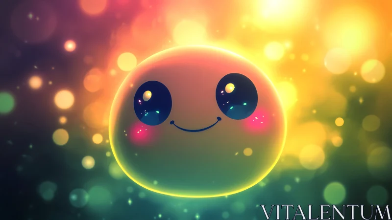 Glow-orb cutie drifting through neon bubble twilight.