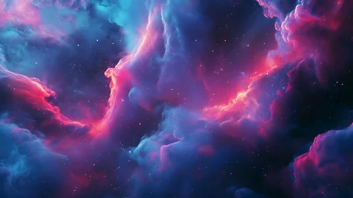 Color-saturated nebula clouds form luminous cosmic void