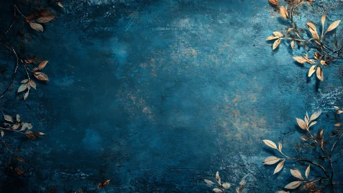 Teal textured backdrop with golden dried botanical borders.