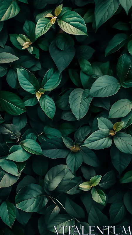 Deep green foliage pattern under soft diffused light.