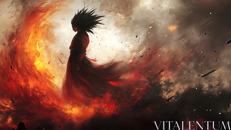 Volcanic arc silhouette with turbulent combustion dynamics.