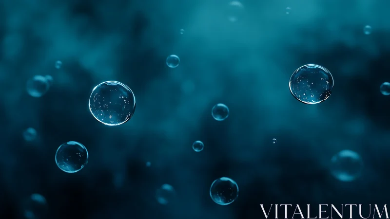 Drifting aqua bubbles in a dreamy underwater nightscape.