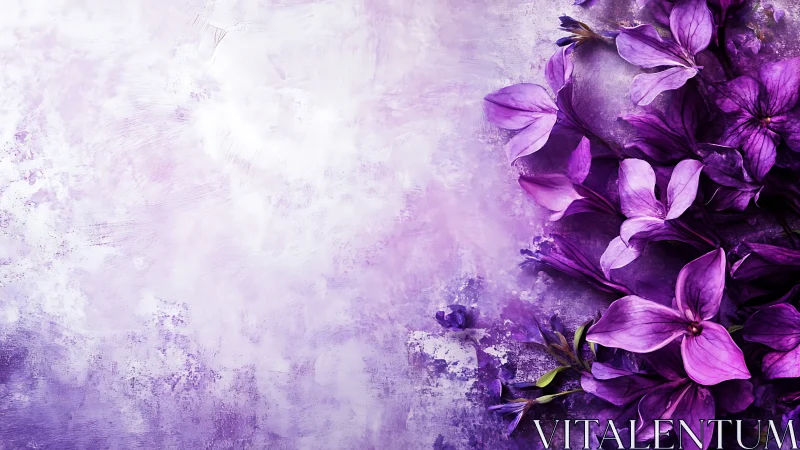 Purple Flowers on Textured Lavender Background