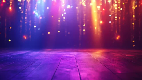 Color-soaked dance floor glowing in dreamy party lights.