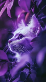 Luminescent Whisker Symphony: A Purple Feline Dream.