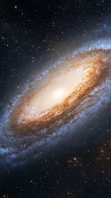 Spiral galaxy whirlpool glowing softly in velvet deep space.