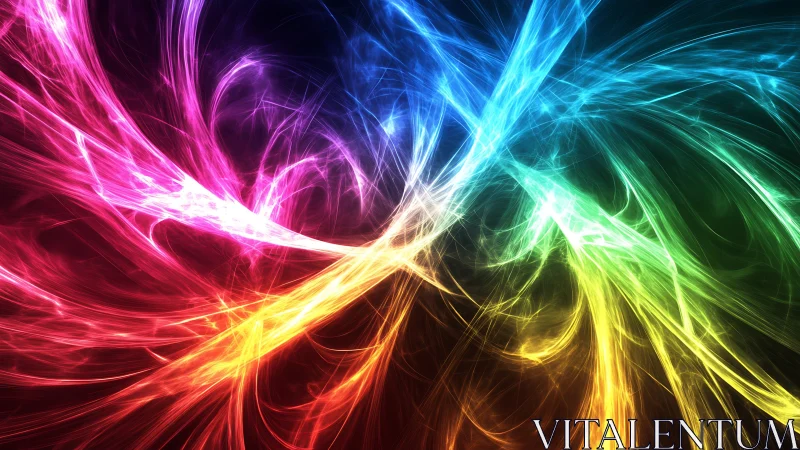 Dancing rivers of neon light swirling through midnight space.