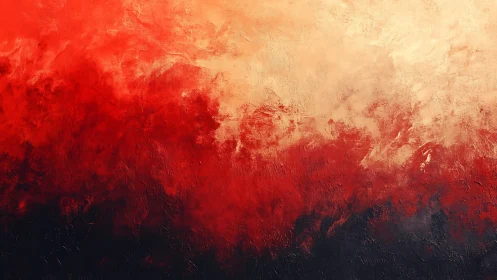 Fiery Abstract Oil Painting with Bold Red and Black Textures.