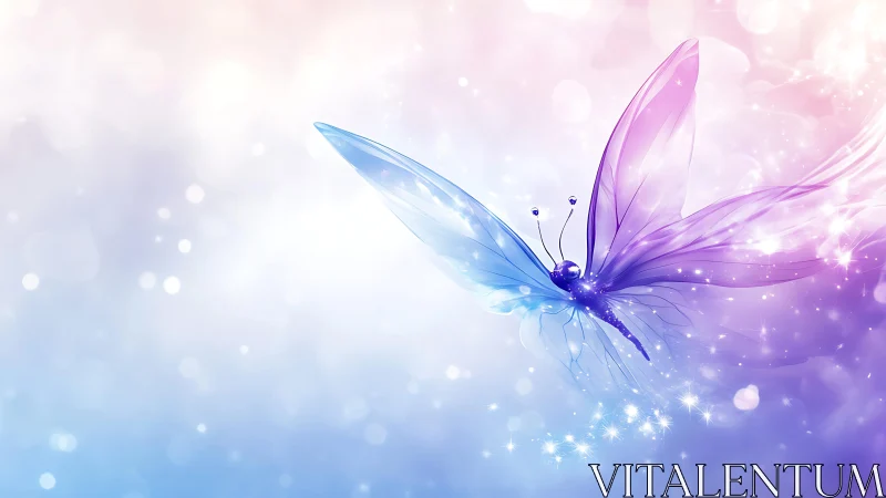 Vibrant Fantasy Butterfly in Soft Pastel Light, Digital Art Style.