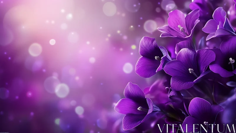 Purple Flowers with Bokeh Background and Soft Light Effects