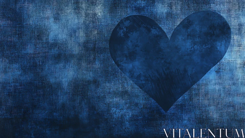 Monochromatic Heart Form on Textured Blue Ground