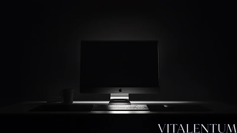 Low-key workstation hero shot with dramatic rim lighting.