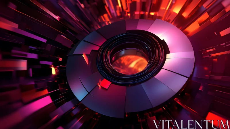 Futuristic Abstract Tunnel with Vivid Neon Lighting in 3D Style.