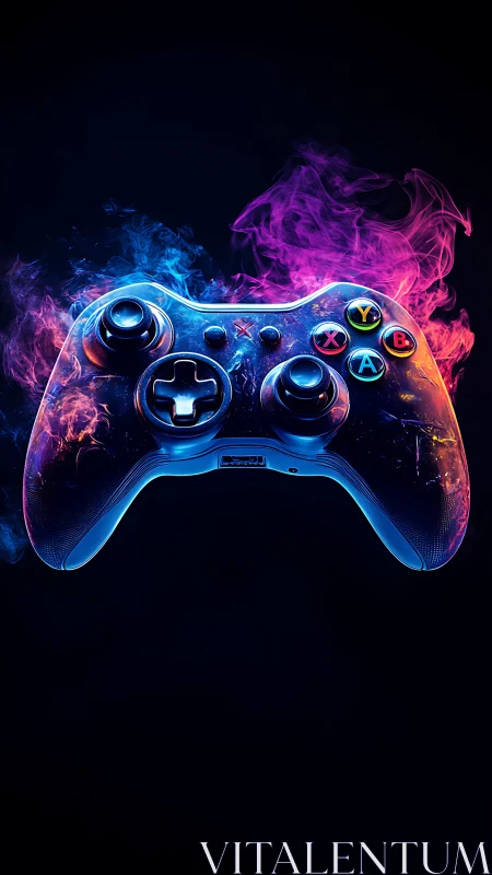Neon Gaming Controller: Luminescent Fluid Dynamics.