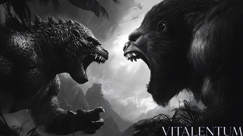 Colossal roars collide as reptilian titan faces raging ape