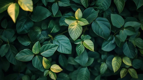 Photorealistic overhead study of layered emerald foliage.