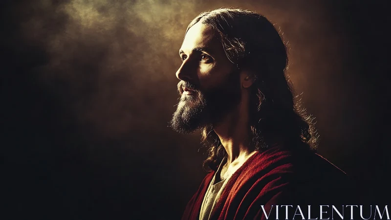 Portrait of contemplative bearded man in warm side light