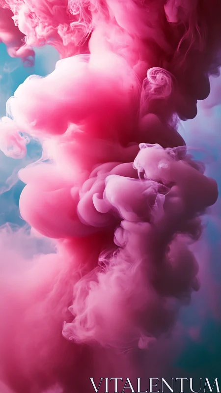Pink pigment cloud suspended in translucent liquid column.