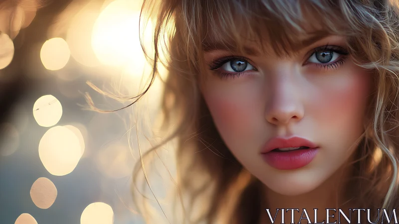 Portrait uses shallow depth of field, bokeh highlights and soft rim lighting