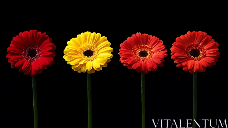 Vibrant Gerbera Daisies in Red and Yellow.
