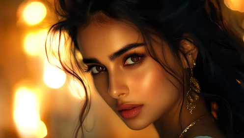 Golden evening portrait with soulful, softly glowing gaze.