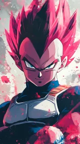 Pink haired anime warrior stands in splattered battle aura