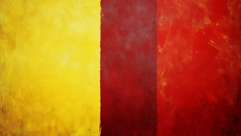 Vertical abstract bands in yellow and red color fields.