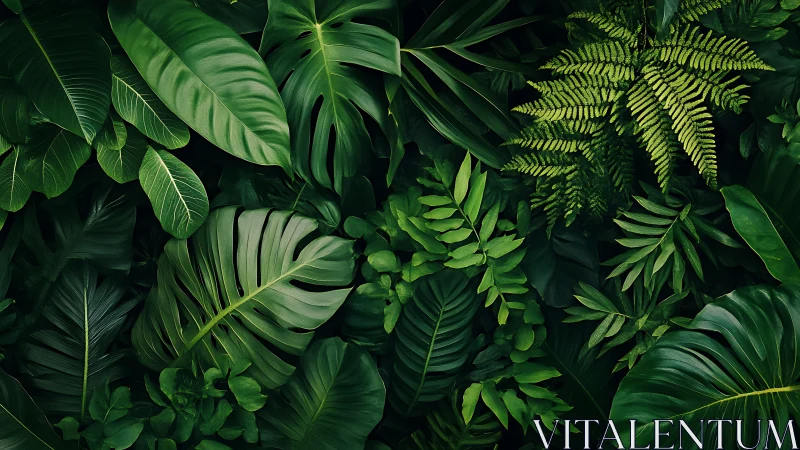 Lush jungle leaves invite calm with rich green textures