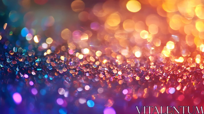Vibrant glitter macro with colorful bokeh in abstract style.