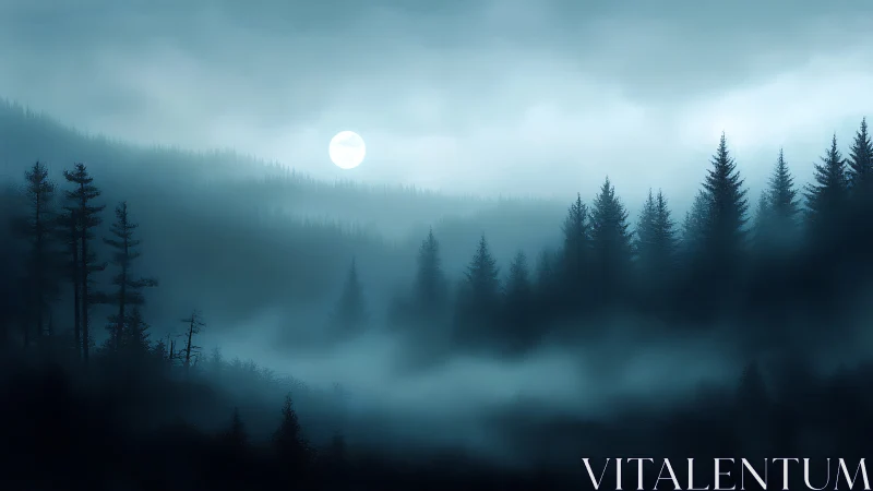 Moonlit Forest Mist: Nature's Quiet Sanctuary.