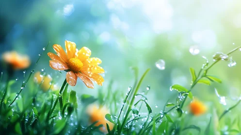 Golden Petals Kissed by Morning Dew.