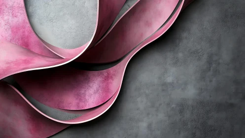 Abstract pink and gray wave pattern on textured background.