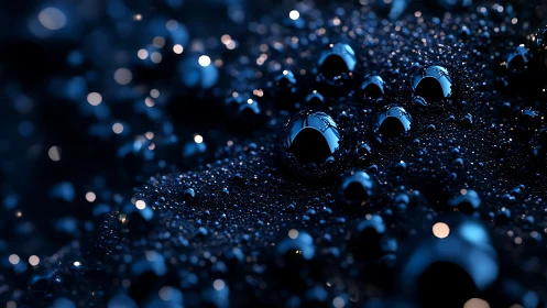 Midnight droplets quietly assemble a glittering nano-cityscape