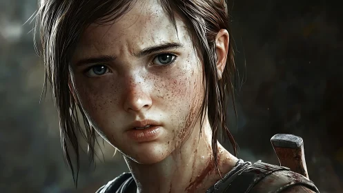 Battle hardened girl stares down a broken world in silence.