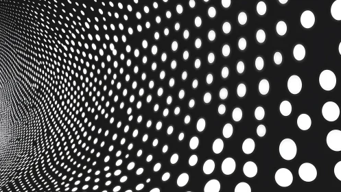 Curved perforated surface renders high-contrast parametric dot field