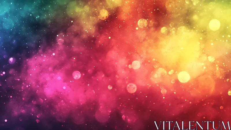 Multicolor bokeh particle field forms dense nebula-style gradient